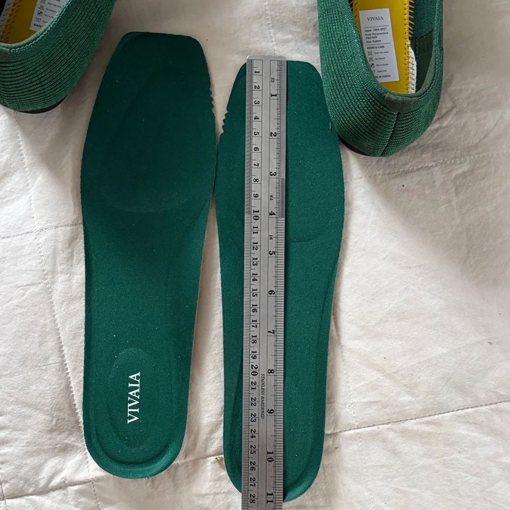 Vivaia Square Toe Margot V-Cut Woven Comfort Flats Forest Green Women EU 43 Wide - Picture 11 of 12
